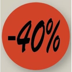 ETIQUETTE PAPIER ADHESIVE diam 36 mm - "- 40%" (lot de 500)