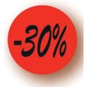 ETIQUETTE PAPIER ADHESIVE diam 36 mm - "- 30%" (lot de 500)