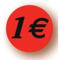 ETIQUETTE PAPIER ADHESIVE diam 36 mm - "1€" (lot de 500)
