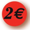 ETIQUETTE PAPIER ADHESIVE diam 36 mm - "2€" (lot de 500)