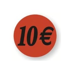 ETIQUETTE PAPIER ADHESIVE diam 36 mm - "10€" (lot de 500)
