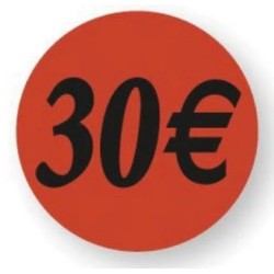 ETIQUETTE PAPIER ADHESIVE diam 36 mm - "30€" (lot de 500)