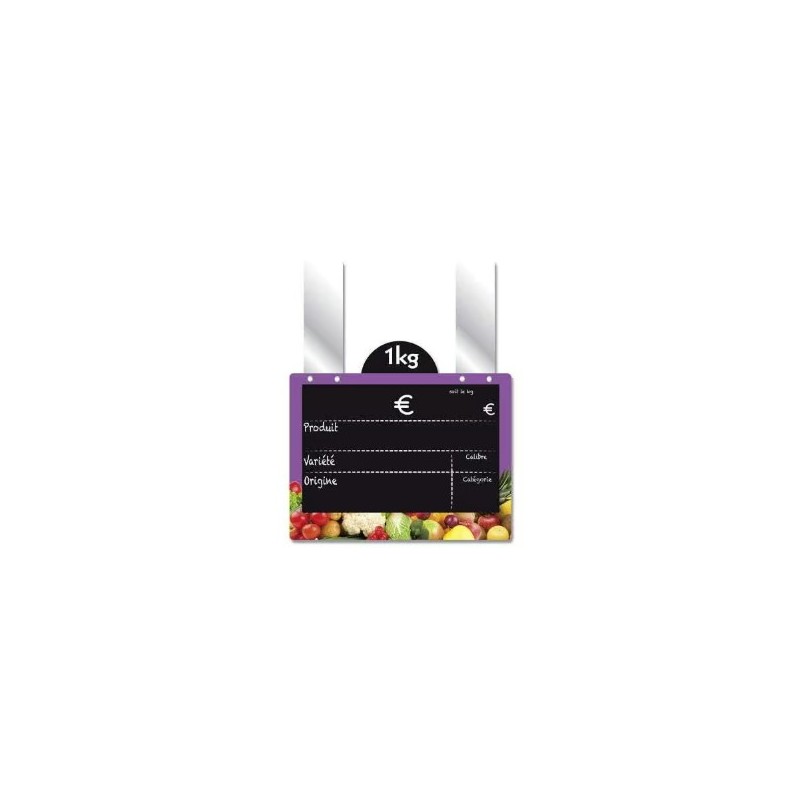 ETIQUETTE VITAMINE VIOLET VOC 150x110 mm - disque en haut, Gdes patte