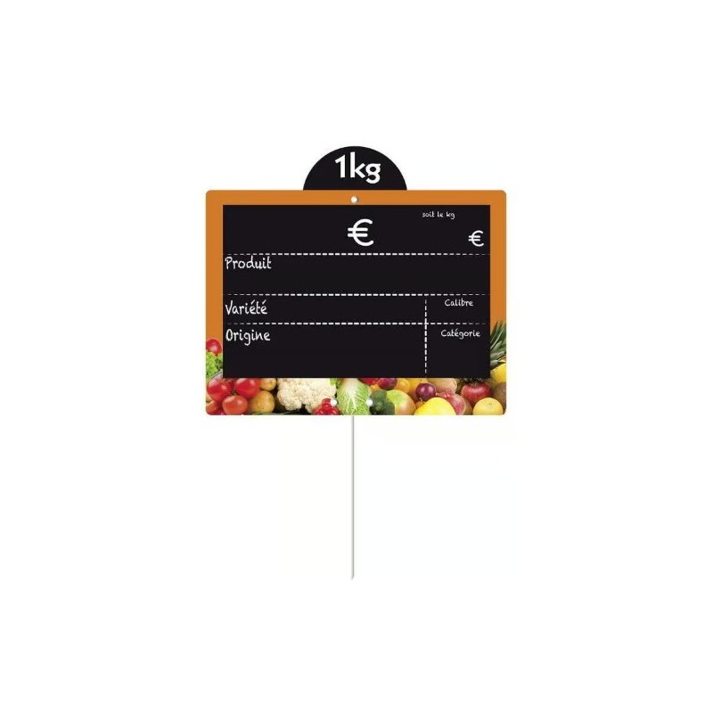 ETIQUETTE VITAMINE ORANGE VOC 150X110 mm - disque en haut, pique inox