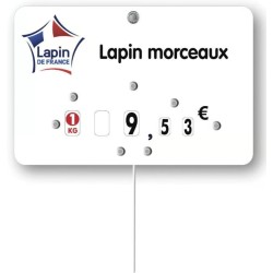 ETIQUETTE LAPIN DE FRANCE 120x80 mm – à texte, roulettes, pique inox