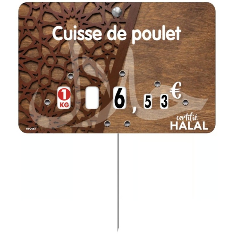 ETIQUETTE AZIZA 105x70 mm – à texte, à roulettes, pique inox