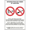 PANNEAU 210x300 mm – Interdiction de fumer et vapoter, PVC blanc + 2 