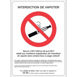 PANNEAU 210x300 mm – Interdiction de vapoter, vinyle adhésif