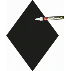 ARDOISE LOSANGE 220x300 mm – noir, adhésif au dos, 1 feutre craie bla