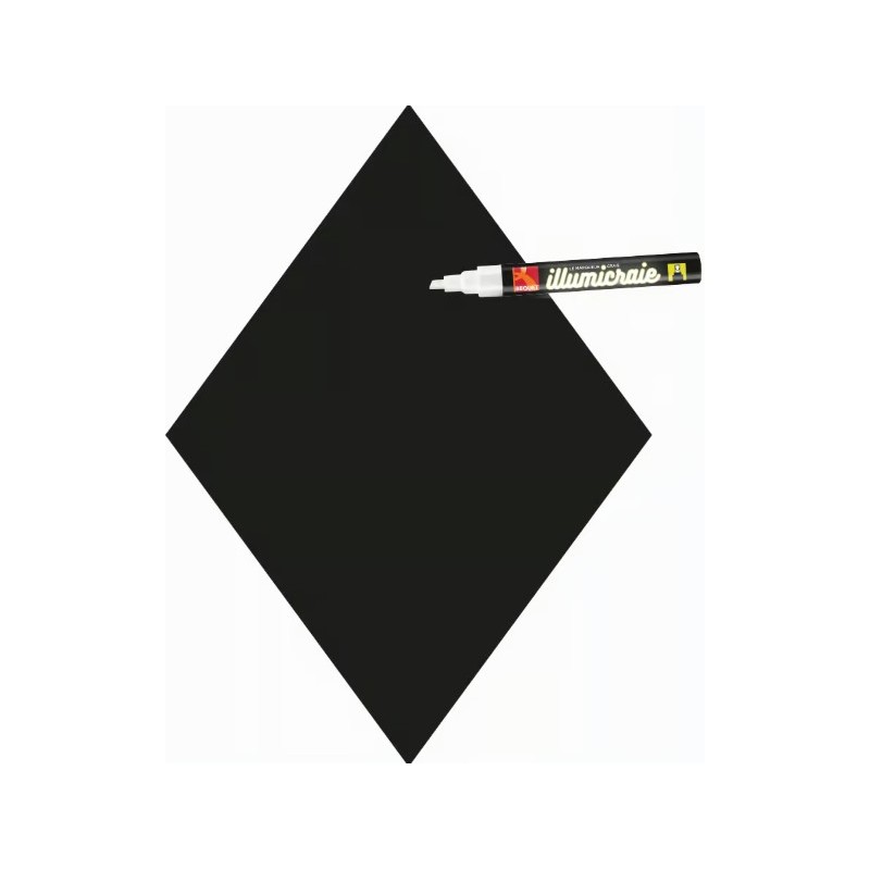 ARDOISE LOSANGE 220x300 mm – noir, adhésif au dos, 1 feutre craie bla