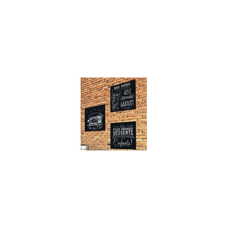 ARDOISE CARRÉE 380x380 mm – noir, adhésif au dos, 1 feutre craie blan