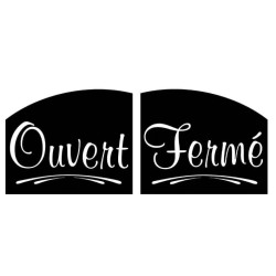 PANNEAU 150x120 mm – Ouvert/Fermé blanc/noir, fil nylon