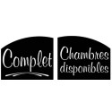 PANNEAU 150x120 mm – Chambres dispo./Complet, blanc/noir, fil nylon