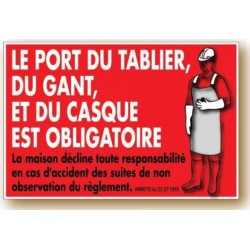 PANCARTE 300x200 mm – Port tablier, gant, casque…, fil nylon
