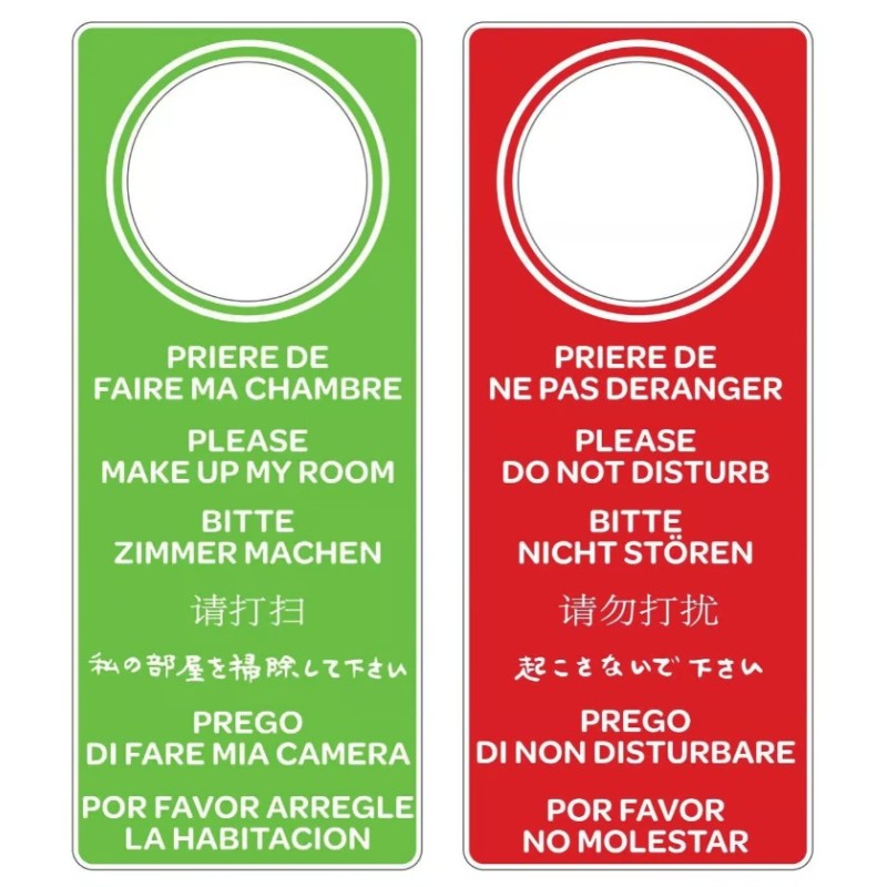 SIGNAL DE PORTE – Faire chambre / Ne pas déranger (lot de 10)