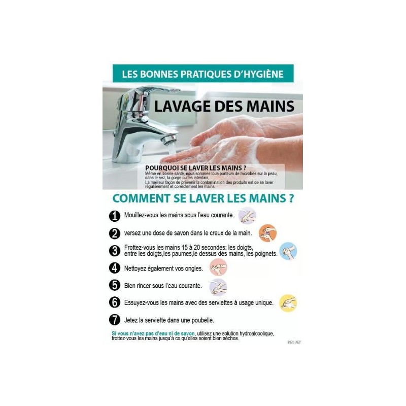 PANCARTE 210x300 mm – Lavage des mains, 2 bandes adhésif double face