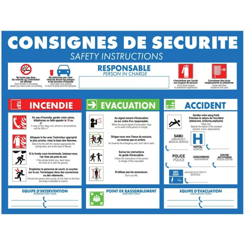 PANCARTE 295x180 mm – Consignes de sécurité