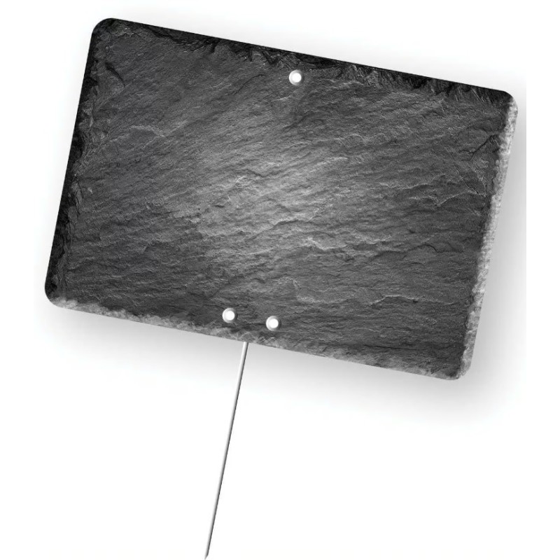 ETIQUETTE 150x100 mm – Schiste neutre, sans roulettes, pique inox (lo