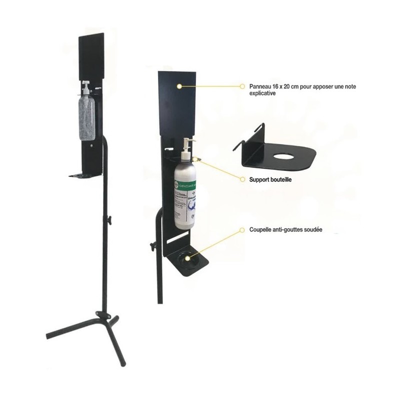 SUPPORT MOBILE POUR BOUTEILLE DE GEL HYDROALCOOLIQUE "supprimé"