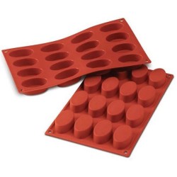 PLAQUE SILICONE 300X175 - 16 petits fours ovales 55x33xht20 mm - 30ml