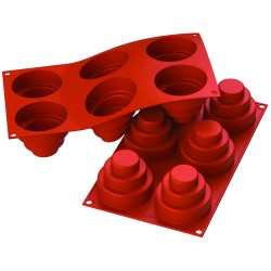 PLAQUE SILICONE 300X175 - 6 wonder cakes Ø 75xht60 mm - 177ml