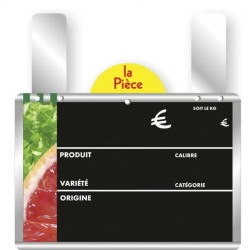 ETIQUETTE MÉTALLIC F&L VOC 200x150 mm - disque poids en haut, Gdes pa