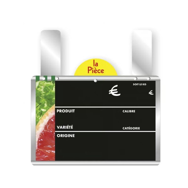 ETIQUETTE MÉTALLIC F&L VOC 200x150 mm - disque poids en haut, Gdes pa