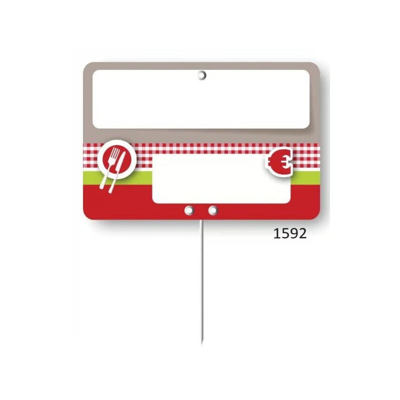 ETIQUETTE OLGA NEUTRE 105x70 mm - sans roulettes, pique inox (lot de 