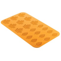 PLAQUE SILICONE 470X270 - 21 feuilles bois (9 60x37 + 12 71x69 mm)