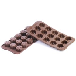 PLAQUE SILICONE CHOCOLAT - 15 fleurs 29.5x29.5xht15.5 mm - 9ml