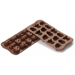 PLAQUE SILICONE CHOCOLAT - 15 sujets noël 32x22xht13 mm - 8ml