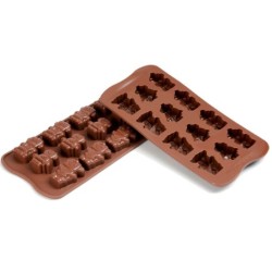 PLAQUE SILICONE CHOCOLAT - 12 sujets robots 39.5x26.7xht16 mm