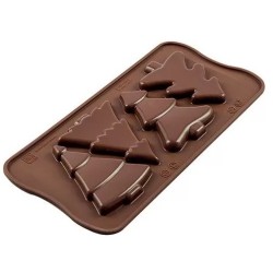 PLAQUE SILICONE CHOCOLAT - 4 sapins 56x75xht8 mm - 13ml