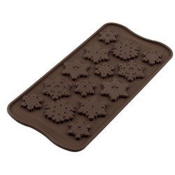PLAQUE SILICONE CHOCOLAT - 14 flocons Ø 35xht25 mm - 4ml