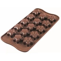 PLAQUE SILICONE CHOCOLAT - 15 étoiles de noël Ø 30xht15 mm - 5.6 ml