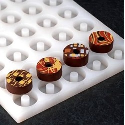 PLAQUE SILICONE CHOCOLAT - 40 ronds creux Ø 30xht12 mm