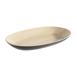 PLAT OVALE MELAMINE - 335x210 ht 40 mm - INT BOIS / EXT NOIR