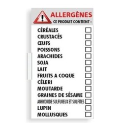 ETIQUETTE ALLERGENES 70x40 mm -grip à clipser sur le coté - lot de 10