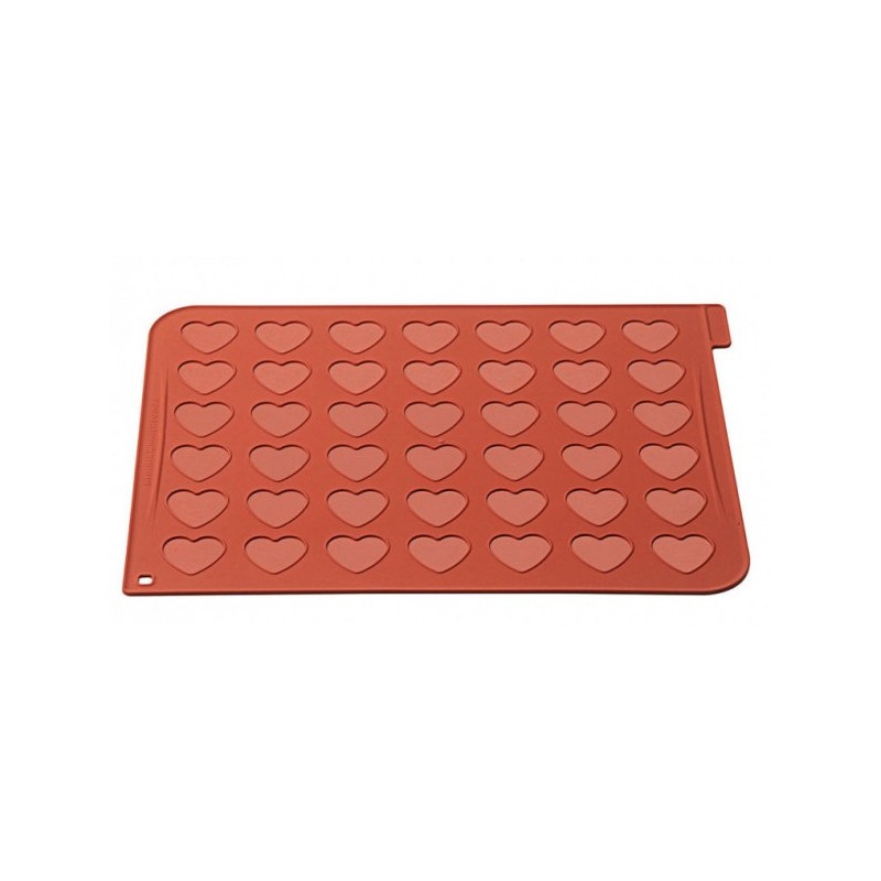 PLAQUE MACARONS SILICONE 400X300 - 42 empreintes coeurs 38.5x35 mm