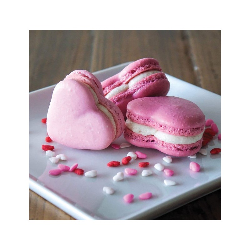 PLAQUE MACARONS SILICONE 400X300 - 42 empreintes coeurs 38.5x35 mm
