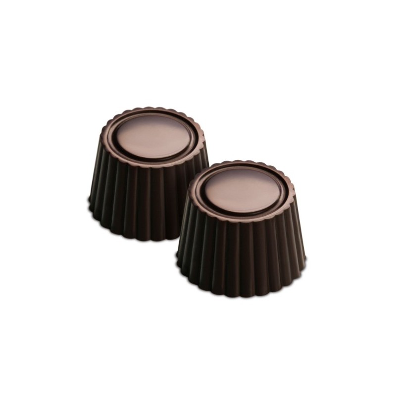 PLAQUE SILICONE CHOCOLAT - 15 ronds nervurés Ø 30xht18.5 mm - 10ml