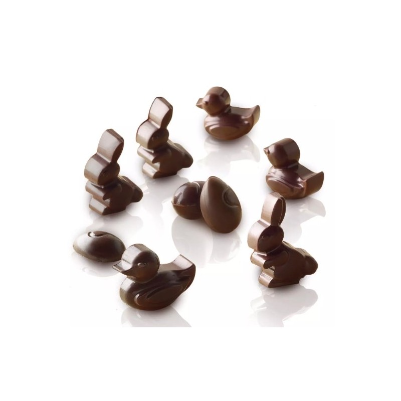 PLAQUE SILICONE CHOCOLAT - 14 sujets pâques 30x43xht16 mm - 7ml