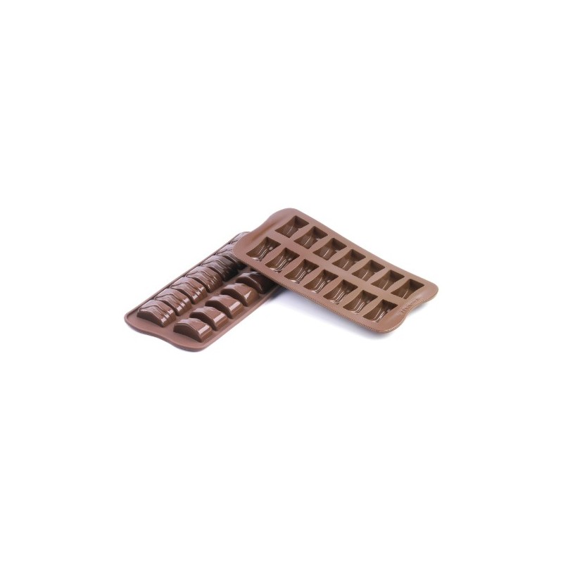 PLAQUE SILICONE CHOCOLAT - 14 rectangles ondulés 37x20xht20 mm - 8ml