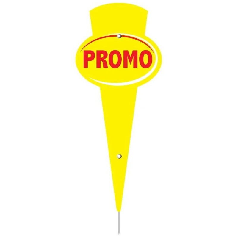 MAXI FLECHE "promo" FOND JAUNE ECRITURE ROUGE 10x24 cm (lot de 10)
