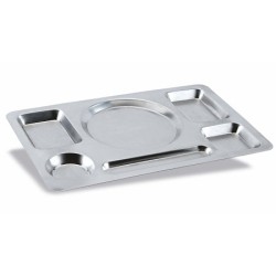 PLATEAU INOX 6 COMPARTIMENTS - 460x285x20 mm
