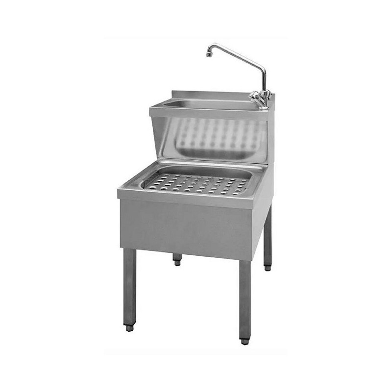 LAVE MAINS INOX AVEC VIDE SEAU 600X500X890/600