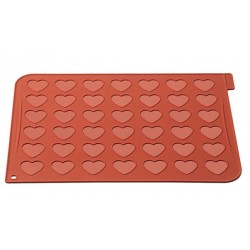 PLAQUE MACARONS SILICONE 400X300 - 42 empreintes coeurs 38.5x35 mm
