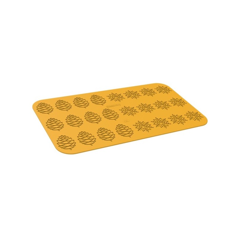 PLAQUE SILICONE 470X270 - 24 décors hiver (flocons et pommes de pins)