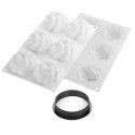 KIT PLAQUE SILICONE - 6 tartelettes fleur Ø 80xht20 mm - 90ml
