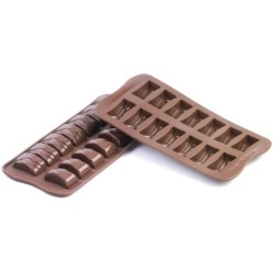 PLAQUE SILICONE CHOCOLAT - 14 rectangles ondulés 37x20xht20 mm - 8ml